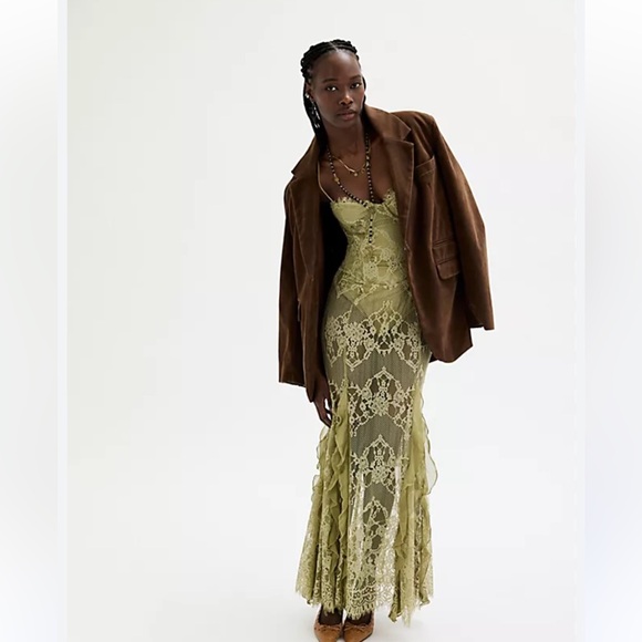 Free People For Love & Lemons Shirley Lace Bodysuit Maxi Dress - Picture 1 of 9